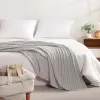 Silver Grey, 100% Pure Cotton Cable Knit Throw Blanket, Super Soft Warm 51x67 Knitted for Couch, Sofa, Chair, Bed - Extra Cozy, Machine Washable