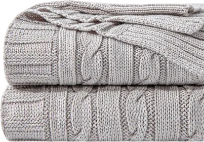 Silver Grey, 100% Pure Cotton Cable Knit Throw Blanket, Super Soft Warm 51x67 Knitted for Couch, Sofa, Chair, Bed - Extra Cozy, Machine Washable