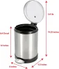 1.2 Gallon | Round Stainless Steel Garbage Bin with Soft Close Lid Step Foot Pedal | Metal Waste Basket with Removable Inner Bucket