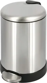 1.2 Gallon | Round Stainless Steel Garbage Bin with Soft Close Lid Step Foot Pedal | Metal Waste Basket with Removable Inner Bucket
