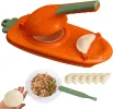 2-in-1 Manual Dough Press. Dumpling Empanada Pastries Maker, Orange