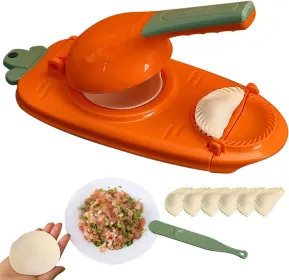 2-in-1 Manual Dough Press. Dumpling Empanada Pastries Maker, Orange