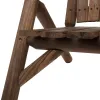 2-Seat Brown Wooden Adirondack Chair, Patio Bench with Table, Outdoor Loveseat Fire Pit Chair for Porch, Backyard, Deck, Carbonized