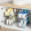White 2-Tier Multi-Purpose Bathroom Under Sink Organizers and Storage, Stackable Kitchen Pantry Organization