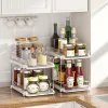 White 2-Tier Multi-Purpose Bathroom Under Sink Organizers and Storage, Stackable Kitchen Pantry Organization