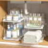 White 2-Tier Multi-Purpose Bathroom Under Sink Organizers and Storage, Stackable Kitchen Pantry Organization