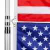 20FT Telescoping Flag pole Kit, Heavy Duty Aluminum Alloy in Ground Outside Silver, w 3x5 Flag