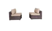 28" Wide Armless Outdoor Chairs with Cushions (Set of 2) – Fully Assembled