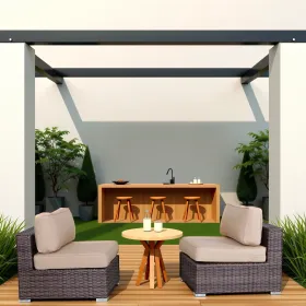 28" Wide Armless Outdoor Chairs with Cushions (Set of 2) – Fully Assembled
