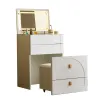 3-in-1 Compact Vanity Desk With Flip-up Led Mirror &3 Adjustable Lighting Modes, Storage Makeup Table