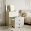 3-in-1 Compact Vanity Desk With Flip-up Led Mirror &3 Adjustable Lighting Modes, Storage Makeup Table