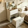 3-in-1 Compact Vanity Desk With Flip-up Led Mirror &3 Adjustable Lighting Modes, Storage Makeup Table