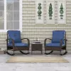 3 Pieces Wicker Patio Furniture Set, Outdoor PE Rattan Rocking Chairs with Coffee Table, Cushions for Porch, Brown