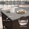 3 Pieces Wicker Patio Furniture Set, Outdoor PE Rattan Rocking Chairs with Coffee Table, Cushions for Porch, Brown