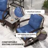 3 Pieces Wicker Patio Furniture Set, Outdoor PE Rattan Rocking Chairs with Coffee Table, Cushions for Porch, Brown