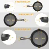 Oven Safe 3 Pcs Pre-Seasoned Cast Iron Skillet Set 6/8/10in Non-Stick Cookware Heat-Resistant Frying Pan