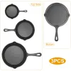 Oven Safe 3 Pcs Pre-Seasoned Cast Iron Skillet Set 6/8/10in Non-Stick Cookware Heat-Resistant Frying Pan