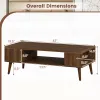42 Inch Mid Century Modern Coffee Table Rectangular with Open Compartment Walnut