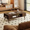 42 Inch Mid Century Modern Coffee Table Rectangular with Open Compartment Walnut