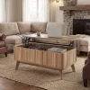 43.5" Rectangle Wooden Fluted Lift Top Coffee Table, Walnut