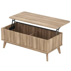 43.5" Rectangle Wooden Fluted Lift Top Coffee Table, Walnut
