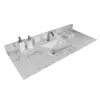 43''x22"  engineered stone Carrara white marble color with rectangle undermount ceramic sink and single faucet hole with back splash