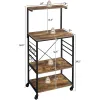 50"H Metal Kitchen Baker's Rack with Side Hooks, Rustic Brown
