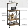 50"H Metal Kitchen Baker's Rack with Side Hooks, Rustic Brown