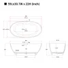 Matte White 59'' Solid Surface Matte Tub, Solid Surface Soaking Tub, Stone Resin Freestanding Bathtub