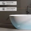 Matte White 59'' Solid Surface Matte Tub, Solid Surface Soaking Tub, Stone Resin Freestanding Bathtub