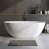 Matte White 59'' Solid Surface Matte Tub, Solid Surface Soaking Tub, Stone Resin Freestanding Bathtub