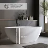 Matte White 59'' Solid Surface Matte Tub, Solid Surface Soaking Tub, Stone Resin Freestanding Bathtub