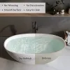 Matte White 59'' Solid Surface Matte Tub, Solid Surface Soaking Tub, Stone Resin Freestanding Bathtub
