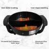 6L Electric Hot Pot with Divider 1100W Dual-Flavor Pot Shabu Shabu Fondue Pot Non-Stick with 5-Temp Control