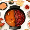6L Electric Hot Pot with Divider 1100W Dual-Flavor Pot Shabu Shabu Fondue Pot Non-Stick with 5-Temp Control