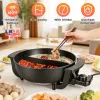 6L Electric Hot Pot with Divider 1100W Dual-Flavor Pot Shabu Shabu Fondue Pot Non-Stick with 5-Temp Control