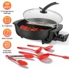 6L Electric Hot Pot with Divider 1100W Dual-Flavor Pot Shabu Shabu Fondue Pot Non-Stick with 5-Temp Control