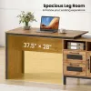 71-Inch Computer Table with Open Compartments and Drawers