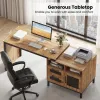 71-Inch Computer Table with Open Compartments and Drawers