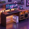 71-Inch Computer Table with Open Compartments and Drawers