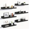 8-Pack 15.8" Floating Wall Shelves, Multi purpose, Large Capacity Rustic Brown Storage Shelves – Heavy-Duty Wall-Mounted Racks