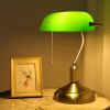 Green Glass Shade Antique Brass Bankers Lamp Desk Light Table Lamp