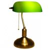 Green Glass Shade Antique Brass Bankers Lamp Desk Light Table Lamp