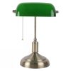 Green Glass Shade Antique Brass Bankers Lamp Desk Light Table Lamp