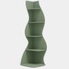 Modern Whimsical 5 Shelf Corner Bookcase in Green Wood Finish