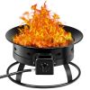 Black Portable Outdoor Metal Propane Fire Pit with Cover and Carry Kit