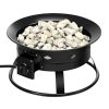 Black Portable Outdoor Metal Propane Fire Pit with Cover and Carry Kit