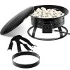 Black Portable Outdoor Metal Propane Fire Pit with Cover and Carry Kit