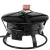 Black Portable Outdoor Metal Propane Fire Pit with Cover and Carry Kit