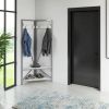 Modern Metal Hall Tree Coat Rack Shoe Storage Bench with White Seat and Shelf